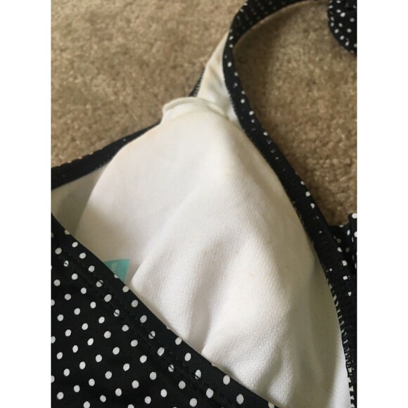 Kim Rogers Women's Polka Dot Swim Top with Tie Neck 1pc Size M Black & White - Picture 5 of 6